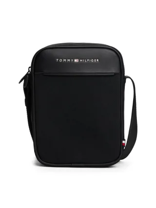 Tommy Hilfiger - Crossbody-Reportertasche mit Struktur-Einsatz schwarz - Gr. - OS
