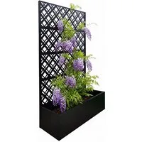relaxdays Rankgitter Pflanzkasten mit Spalierwand aus Metall, A