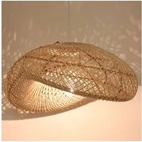 Casa Moro Deckenleuchten Rattan Lampe LUNA in Wellen Form handgemachte Pendelleuchte, ohne Leuchtmittel, moderne Hängelampe in Natur Beige