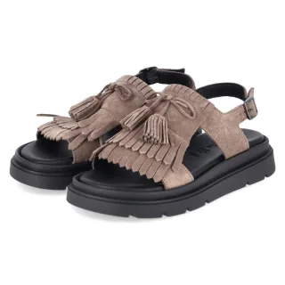 Tamaris Sandalen - Gr. 37 - Taupe - Rauleder