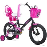 JOYSTAR Kinderfahrrad Mädchenfahrrad 14/16/18/20 Zoll mit Hochkarbonstahlrahmen, mit Puppensitz und Korb,Stützräder, Luftschlangen, Schutzblechen