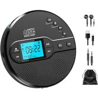 Greadio CD35 Tragbarer CD-Player Discman mit Bluetooth & Akku, FM-Sender tragbarer CD-Player