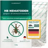 Silberkraft Insektenvernichter HB-Nematoden gegen Larven von Dickmaulrüssler, Gartenlaubkäfer & mehr, biologische Schädlingsbekämpfung für Garten & Topfpflanzen