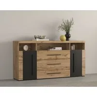 OTTO home Sideboard Roger,Breite 182cm, stilvolle Schrank, 2 Holztüren 3 Schubladen, Kommode mit viel Stauraum, Einlegeböden verstellbar