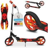 ArtSport Cityroller Fire, mit XXL Rädern, Fußständer, Hinterradreibungsbremse