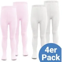 LaLoona Strumpfhose Rosa Weiß - Gr. 50/56 (Set 4er-Pack) Baby und Kinder Strumpfhose 4x elastische Babystrumpfhosen