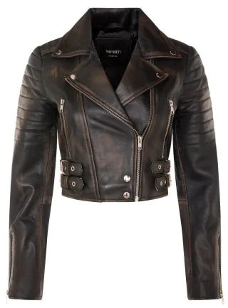 Damen Brando Kurze Lederjacke-Longtown