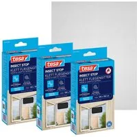tesa Fliegengitter-Gewebe Klett Fliegengitter für Fenster - Insektenschutz - 130x150 cm, (Packung, 3-St., Fliegennetz, Klettband), mit Klettband, zuschneidbar - Mückenschutz ohne Bohren