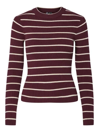 PIECES - PCMIRA NEW LS O-NECK KNIT NOOS BC Tawny Port - Gr. - XS