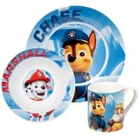 United Labels® Frühstücks-Geschirrset Paw Patrol Frühstücksset für Kinder - Geschirr Set 3-tlg, 1 Personen, Porzellan