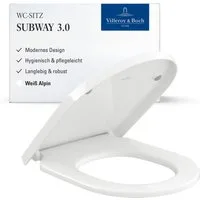 Villeroy & Boch WC-Sitz Subway 3., Toilettendeckel aus bruchsicherem Duroplast, D-Form, Weiß Alpin