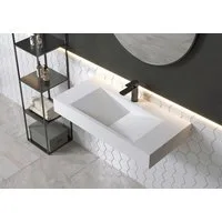 Bernstein Waschtisch PB2049 90cm Weiß matt, Wandwaschbecken Mineralguss mit Ablaufrinne