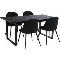 ebuy24 Essgruppe Tilst Essgruppe Tisch schwarz Marmor Print 90x160, (5-tlg)
