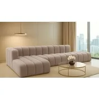 Kaiser Möbel Ecksofa luxuriöses modulares Premium-Sofa im Veloursstoff GRAND L mit Hocker, Ecksofa + Hocker, Modulares L-Ecksofa,freistehender Hocker,Premium-Velours Salvador