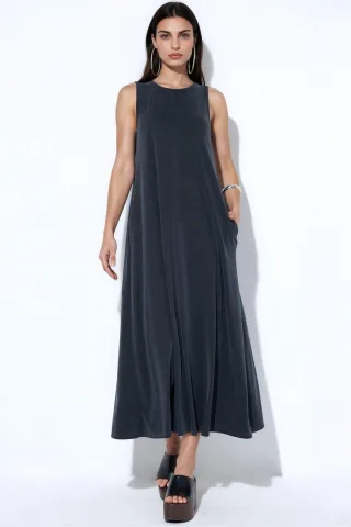 Ärmelloses Maxi-Jersey-Kleid
