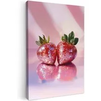 OneMillionCanvasses® Leinwandbild Disco - Obst - Glitzer - Erdbeere, Fotodruck (1 St), Wandbilder für Esszimmer, Wanddeko Bilder Küche 20x30 cm