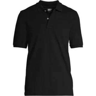 Komfort-Piqué-Polo mit Stretch, Classic Fit, Herren,  Schwarz, Baumwolle/Elasthan, by Lands' End