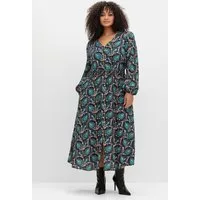 sheego by Joe Browns Etuikleid Kleid Langarm mit Paisleyprint und Taillen-Smokbund
