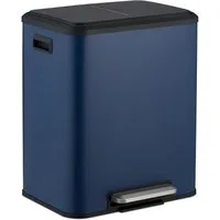 relaxdays Mülltrennsystem Mülleimer mit 2 Fächern 2 x 15 Liter, blau
