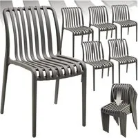 tectake Gartenstuhl Balkonstuhl, stapelbar, 47 x 58 x 80,5 cm, Belastbarkeit 110 kg (Terrassenstuhl Alcudia für Außen in Antrazit, 6 St), wetterfest und UV-beständig, pflegeleicht, rutschfeste Gummischoner