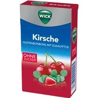 WICK Süßigkeit, WICK Kirsche mit Eukalyptus fruchtige zuckerfreie Halsbonbons 46g