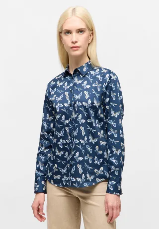 ETERNA - Bluse Satingewebe Langarm navy - Gr. - 42/Langarm