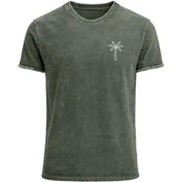 Neverless Print-Shirt Herren T-Shirt mit Palmen Logo – Vintage Waschoptik Kurzarmshirt aus mit Print