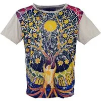 Guru-Shop T-Shirt Mirror T-Shirt - Tree of life/hellgrau Goa Style, Festival, alternative Bekleidung