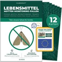 Silberkraft Insektenfalle Lebensmittelmottenfallen 12 Stück inkl. Gratis E-Book per QR-Code, Pheromon-Leimfallen zur Befallsüberwachung von Lebensmittelmotten