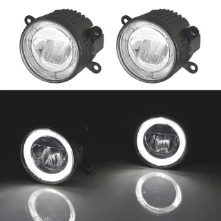 2x LED UNIVERSAL Tagfahrlicht / Nebelscheinwerfer Standlicht rund 90mm R87 DRL Chrom