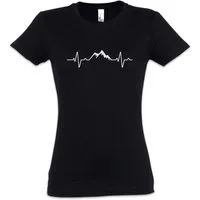 Urban Backwoods Print-Shirt Heart Rate Mountain Damen T-Shirt Klettern Hiking Wandern Gebirge Berg (1-tlg) Alpen Berge Outdoor Camping