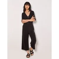 Apricot Jumpsuit Jumpsuit mit Knopfleiste mit Krempelarmen