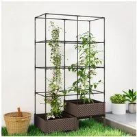Outsunny Hochbeet mit Rankgitter, zwei Boxen (Pflanzkübel, 1 St., Pflanzkasten), für Garten Balkon Terrasse, Kletterpflanzen Korbpflanzen