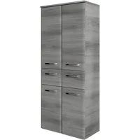 Saphir Midischrank Quickset Badschrank 60 cm breit, 141 cm hoch mit 4 Türen Badezimmer-Midischrank inkl. Türdämpfer, Griffe in Chrom glänzend