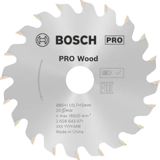 Bosch 1x PRO Wood Kreissägeblatt für Akku-Handkreissägen (für Weichholz Hartholz Ø mm Professional Zubehör Handkreissäge)