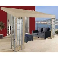 Quick Star Anbaupavillon Ersatzdach Anbaupergola Alu Optik 3x4m Sand, Mit Ablaufösen gegen Wassersackbildung.