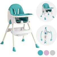FOXSPORT Kinderklappstuhl, Kinder-Esstuhl​, 2 in 1 Babystuhl, Kombiessstuhl (mit Ablagekorb, mit 5-Punkt-Sicherheitsgurt, wasserdichtes abnehmbares Tablett), klappbar, 6 Monate bis 4 Jahre, 50kg belastbar, vier Farben