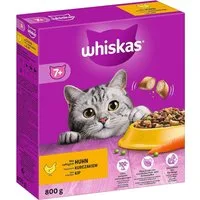 Whiskas WHISKAS® Karton Trocken 7+ mit Huhn 800g, Trockenfutter für: Katze