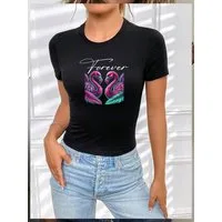 RMK T-Shirt Damen Shirt Top Sommer Basic Flamingo Forever aus Baumwolle
