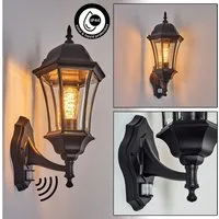 hofstein Außen-Wandleuchte vintage Wandlampe mit Bewegungsmelder aus Metall/Glas in Schwarz/Klar, ohne Leuchtmittel, Wandleuchte 1 xE27, Hof, Landhaus Außenleuchte,IP44, ohne Leuchtmittel