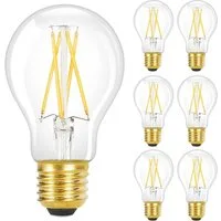 ZMH LED-Leuchtmittel E27 A60, Vintage Edison Glühbirne 4W, 2700K warmweiß, E27, 6 St., warmweiß, Filament klar, Retro LED-Lampe