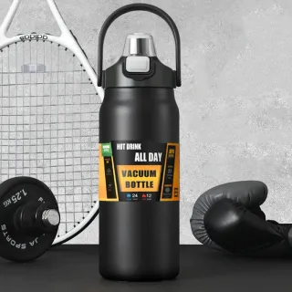 1500ml Large Capacity Portable Thermos Bottle with Straw, 304 Stainless Steel, Thermal Mug, Cup, Coffee Cup, Sports Flas