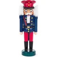 Dregeno Erzgebirge Nussknacker Eisenbahner blau-rot (14cm) Nussknacker von Dregeno Seiffen