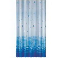 Ekershop Duschvorhang Textil "Wassertropfen Blau" Regen für Duschstange Breite 120 cm (inkl. Ringe), Höhe 200 cm, wasserabweisend, waschbar, bügelbar