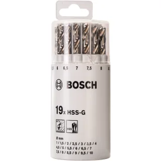 Bosch Metallbohrer-Set HSS-G, DIN 338, 135°, 19-teilig, 1 - 10 mm, Kunststoffrunddose - 2607018361