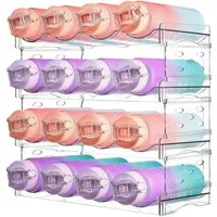 HEYHIPPO Flaschenregal Stapelfähiges 4-stöckiges Acryl-Flaschenregal für Küche,Kühlschrank, Abnehmbares Weinflaschen-Lagerregal, Wasserglas-Organizer 28×20×37cm