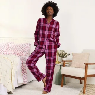 Pyjama-Set aus reinem Baumwoll-Flanell, Damen,  Blau, Baumwolle, by Lands' End