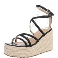 Ital-Design Wedge-Sandalen mit geflochtenen Riemen für Damen Plateausandaletten (89930149) Keilabsatz/Wedge Keilsandaletten in Schwarz