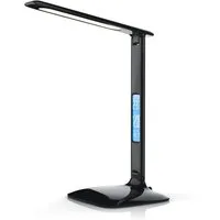 Brandson Schreibtischlampe LED Tischlampe mit 450 Lumen, 3 Lichtfarben und 5 Helligkeitsstufen, Dimmfunktion, Farbwechsel, mehrere Helligkeitsstufen, Temperatur-, Alarm- & Kalenderfunktion, LED fest integriert, warmweiß, neutralweiß, tageslichtweiß, 