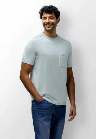 State of Art - Gestricktes T-Shirt aus Moulin�-Garn hellblau - Gr. - XL